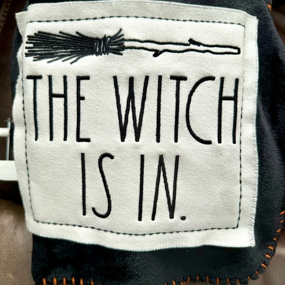 THE WITCH IS IN - Rae Dunn 50” x 70” Plush Throw with Patch & Orange Stitch - Picture 2 of 7
